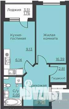 1-к квартира, вторичка, 51м2, 2/18 этаж