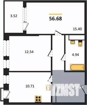 2-к квартира, вторичка, 57м2, 15/21 этаж