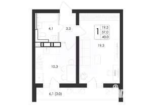 1-к квартира, вторичка, 40м2, 4/17 этаж