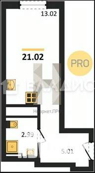 Студия квартира, вторичка, 21м2, 25/27 этаж