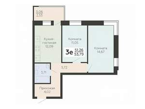 3-к квартира, вторичка, 54м2, 5/19 этаж