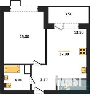 1-к квартира, вторичка, 38м2, 4/11 этаж