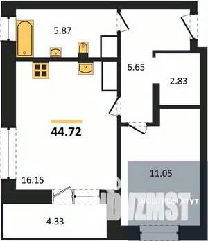 1-к квартира, вторичка, 45м2, 9/25 этаж