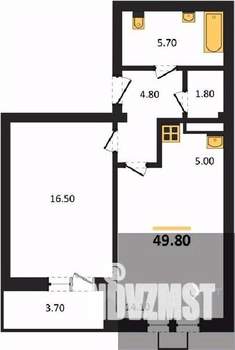 1-к квартира, вторичка, 50м2, 15/19 этаж