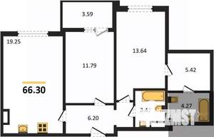 2-к квартира, вторичка, 66м2, 14/18 этаж