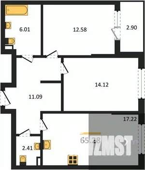 2-к квартира, вторичка, 65м2, 2/22 этаж