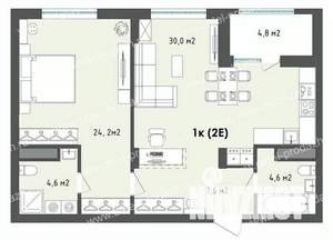 1-к квартира, строящийся дом, 73м2, 13/13 этаж
