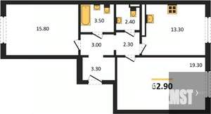 2-к квартира, вторичка, 63м2, 1/17 этаж