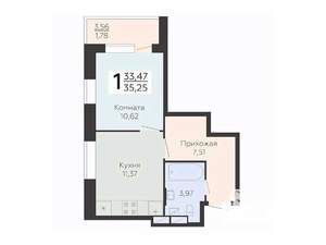 1-к квартира, вторичка, 35м2, 9/24 этаж