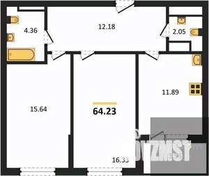 2-к квартира, вторичка, 64м2, 15/18 этаж