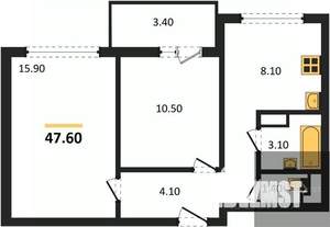 2-к квартира, вторичка, 48м2, 12/17 этаж