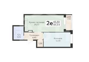 2-к квартира, вторичка, 45м2, 12/19 этаж