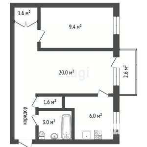2-к квартира, вторичка, 43м2, 5/5 этаж