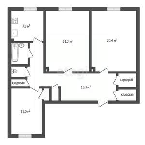 3-к квартира, вторичка, 89м2, 4/5 этаж