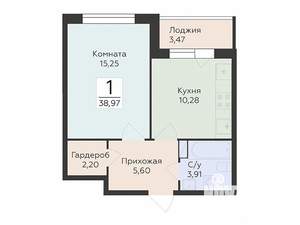 1-к квартира, вторичка, 39м2, 4/14 этаж