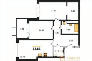 2-к квартира, вторичка, 63м2, 8/21 этаж
