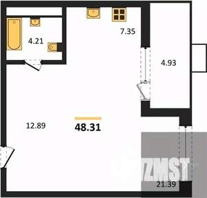 1-к квартира, вторичка, 48м2, 20/21 этаж
