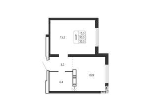 1-к квартира, вторичка, 34м2, 1/17 этаж