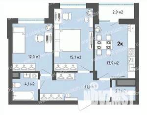 2-к квартира, строящийся дом, 60м2, 6/13 этаж