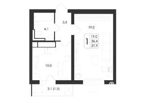 1-к квартира, вторичка, 38м2, 15/19 этаж