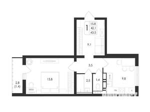 1-к квартира, вторичка, 44м2, 1/17 этаж
