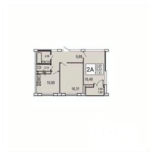 2-к квартира, вторичка, 61м2, 7/20 этаж