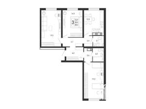 3-к квартира, вторичка, 88м2, 2/17 этаж