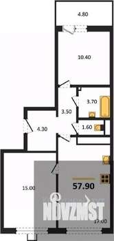 2-к квартира, вторичка, 58м2, 15/17 этаж