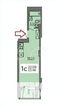 Студия квартира, вторичка, 22м2, 8/19 этаж