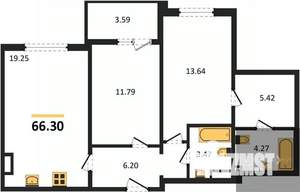 2-к квартира, вторичка, 66м2, 12/18 этаж