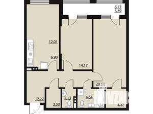 2-к квартира, строящийся дом, 82м2, 4/23 этаж
