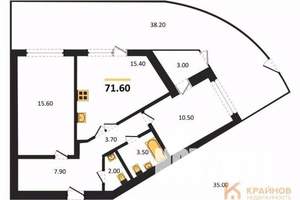 2-к квартира, вторичка, 72м2, 1/13 этаж