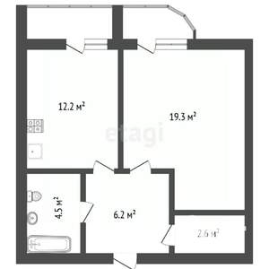 1-к квартира, вторичка, 45м2, 6/13 этаж