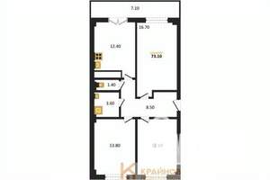 3-к квартира, вторичка, 73м2, 12/15 этаж