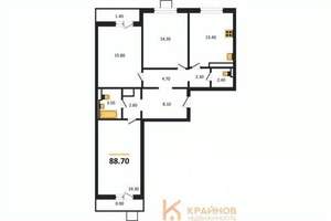 3-к квартира, вторичка, 89м2, 8/17 этаж