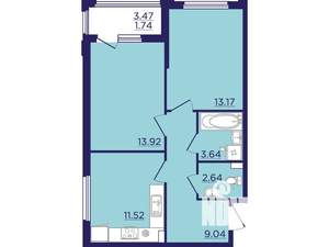 2-к квартира, вторичка, 56м2, 2/18 этаж