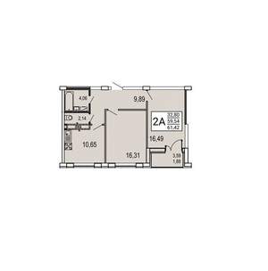 2-к квартира, вторичка, 61м2, 17/20 этаж