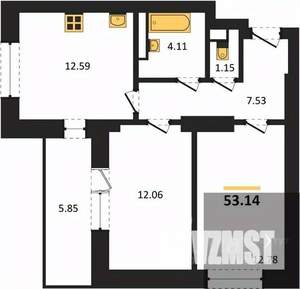 2-к квартира, вторичка, 53м2, 7/28 этаж