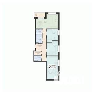 3-к квартира, строящийся дом, 92м2, 8/24 этаж
