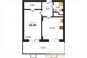 1-к квартира, строящийся дом, 42м2, 2/14 этаж