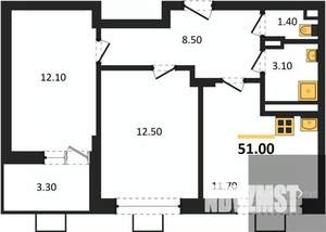 2-к квартира, вторичка, 51м2, 4/14 этаж