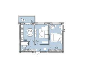 2-к квартира, вторичка, 58м2, 3/15 этаж