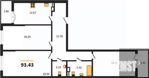 3-к квартира, вторичка, 97м2, 4/22 этаж
