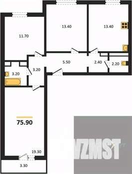 3-к квартира, вторичка, 76м2, 10/17 этаж