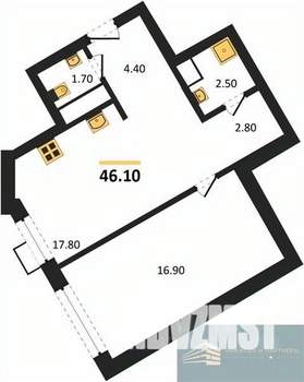 1-к квартира, вторичка, 46м2, 1/13 этаж