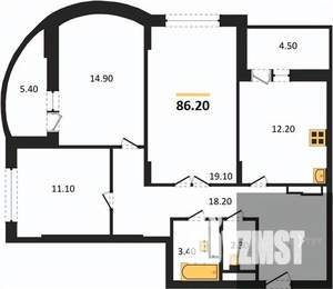 3-к квартира, вторичка, 86м2, 19/25 этаж