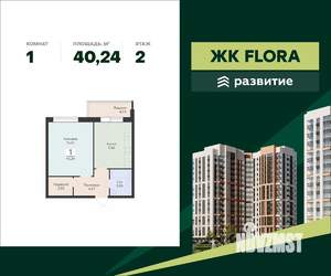 1-к квартира, вторичка, 40м2, 2/16 этаж