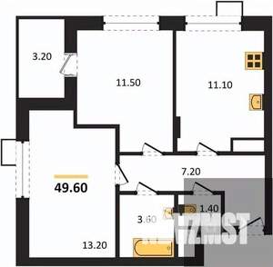 2-к квартира, вторичка, 50м2, 9/13 этаж