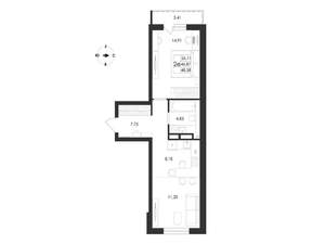 2-к квартира, вторичка, 49м2, 12/17 этаж