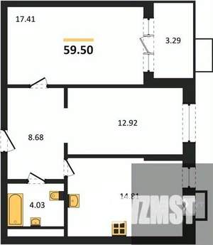 2-к квартира, вторичка, 60м2, 3/21 этаж